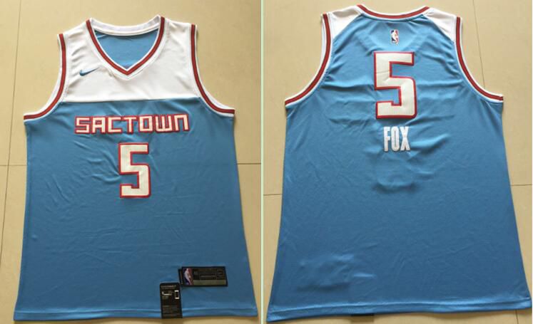 Men Sacramento Kings 5 Fox Light Blue City Edition Game Nike NBA Jerseys